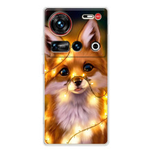 Чехлы с картинкой Лисички для ZTE Nubia Z70 Ultra (VPrint) – Лисичка в гирляндах