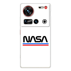 Силіконовый бампер з принтом "Наса" на ZTE Nubia Z70 Ultra – NASA на білому тлі