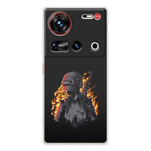 Силиконовый чехол с картинкой "Герой Pubg" на ZTE Nubia Z70 Ultra – В огне