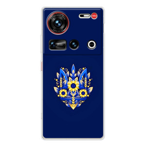 Чохол з картинкою (Патріотичний ГЕРБ) на ZTE Nubia Z70 Ultra – Герб в квітах