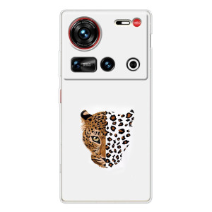 Чехол с леопардовым принтом на ZTE Nubia Z70 Ultra (Леопард на белом)