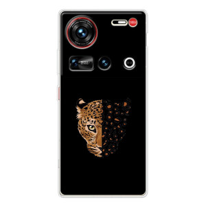 Чехол с леопардовым принтом на ZTE Nubia Z70 Ultra (Леопард на черном)
