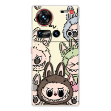 Чехол с Лабубу на ZTE Nubia Z70 Ultra (Коллаж Лабубу)