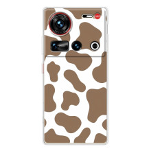 Чехол с принтом коровы на 傳說 ZTE Nubia Z70 Ultra – Коричневый принт