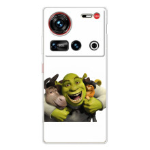 Друкований чохол з принтом Шрек для ZTE Nubia Z70 Ultra – Шрек осел і кіт