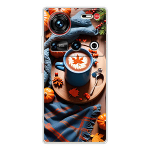 Чехол с уникальным дизайном «Осень с кофе» для ZTE Nubia Z70 Ultra
