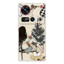 Різдвяні, Святкові Чохли для спорт Нубів З70 Ультра (Дівчина з ялинкою)