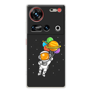 Силиконовый Чехол с принтом "Космонавты" на ZTE Nubia Z70 Ultra – Космонавт с шариками