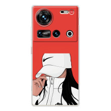 Силіконовый Чохол на ZTE Nubia Z70 Ultra з картинкой Модных девушек (Дівчина Nike)