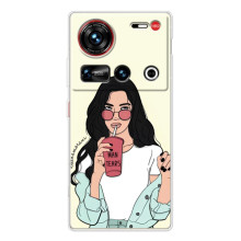Силіконовый Чохол на ZTE Nubia Z70 Ultra з картинкой Модных девушек (З напоєм)