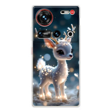 Яркий чехол для ZTE Nubia Z70 Ultra с Зимними Оленятами (Блистающий оленёнок)