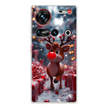Яркий чехол для ZTE Nubia Z70 Ultra с Зимними Оленятами (Олень среди подарков)