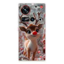 Яркий чехол для ZTE Nubia Z70 Ultra с Зимними Оленятами (Олень с носом)