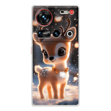 Яркий чехол для ZTE Nubia Z70 Ultra с Зимними Оленятами (Оленёнок)