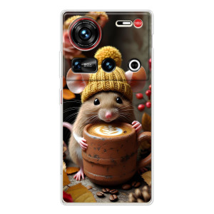 Печатный чехол «Зверята с кофе» для ZTE Nubia Z70 Ultra – Медведь с кофе