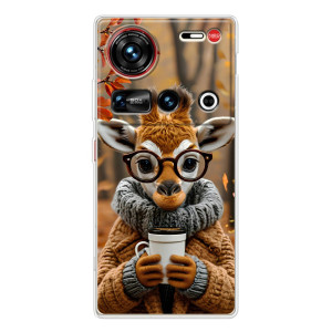 Печатный чехол «Зверята с кофе» для ZTE Nubia Z70 Ultra – Жираф с кофе