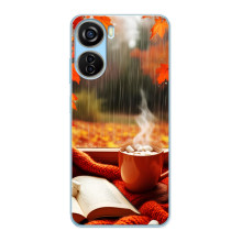 Чехол с уникальным дизайном «Осень с кофе» для ZTE V40 Design – Кофе и дождь