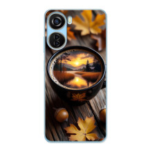 Чехол с уникальным дизайном «Осень с кофе» для ZTE V40 Design – Тёмный кофе