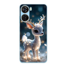 Яркий чехол для ZTE V40 Design с Зимними Оленятами (Блистающий оленёнок)