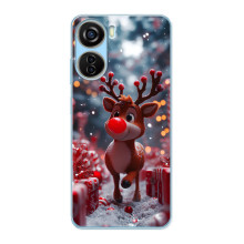 Яркий чехол для ZTE V40 Design с Зимними Оленятами (Олень среди подарков)