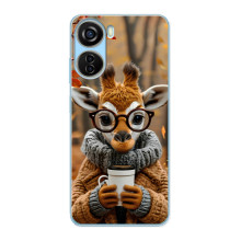Друкований чохол 'Звірята з кавою' для ZTE V40 Design – Жираф з кавою