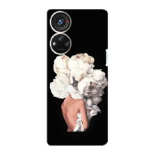 Чехлы (ART) Цветы на ZTE Blade V40s (VPrint) (Белые цветы)