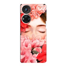 Чехлы (ART) Цветы на ZTE Blade V40s (VPrint) (Глаза в цветах)