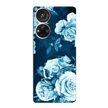 Чехлы (ART) Цветы на ZTE Blade V40s (VPrint) (Голубые Бутоны)