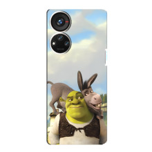 Чехол с мультфильмом Шрек на ZTE Blade V40s – Шрек и осел