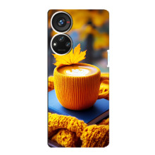 Чохол з унікальним дизайном 'Осінь з кавою' для ZTE Blade V40s – Кава з жовтим