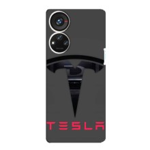 Силиконовый бампер с картинкой машины на ZTE Blade V40s (Logo TESLA)